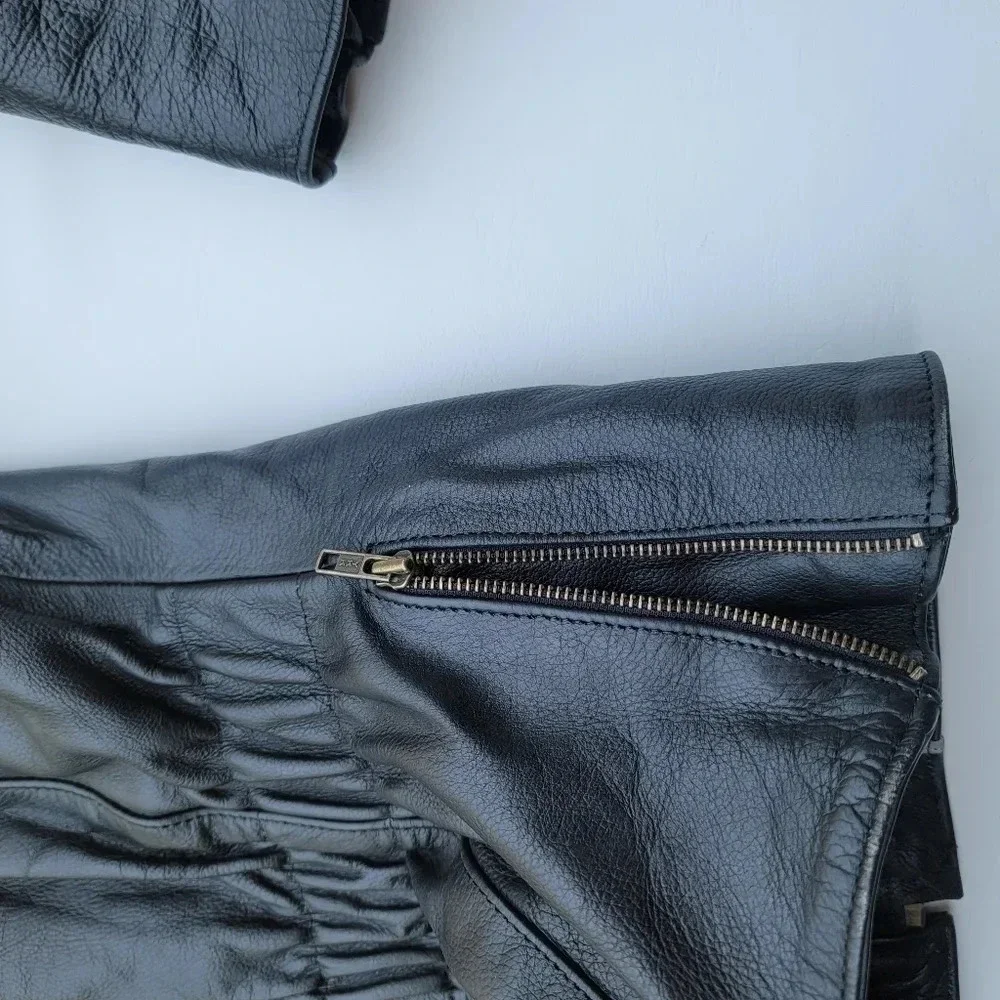 Unik Premium Heavy Black Genuine Leather Jacket Motorcycle Biker Removable Liner